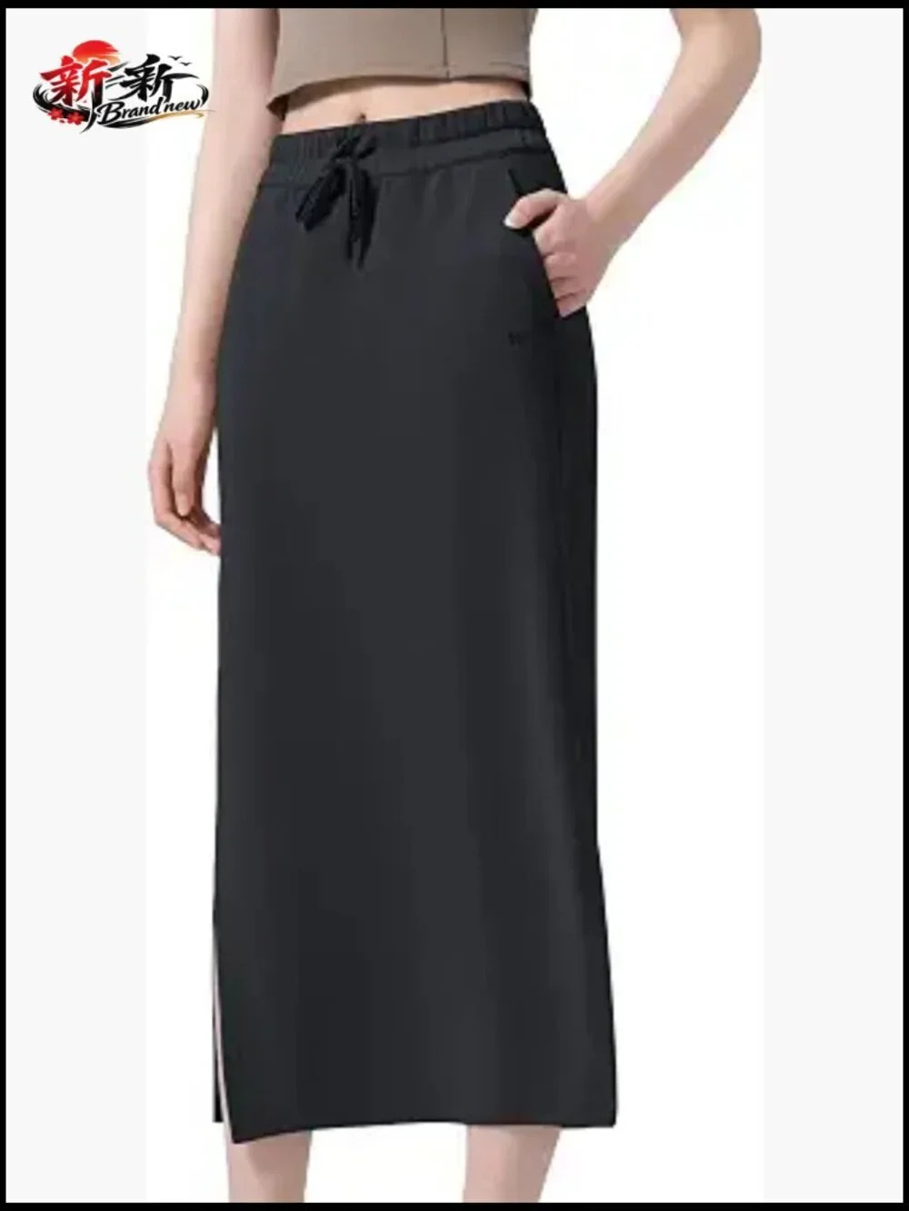 Midi Length Athletic Skirt High Waist Tennis Skort with Pockets